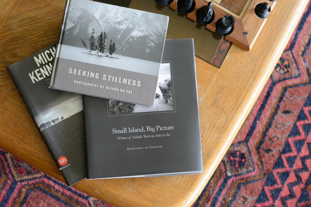3 photo books on a coffee table - Photo Books for Black and White Landscapes on Film by James Baturin on Shoot It With Film