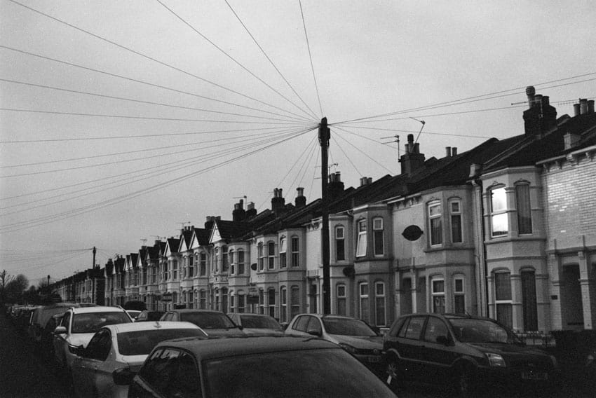 35mm black and white film image of Portsmouth, UK on Shoot It With Film
