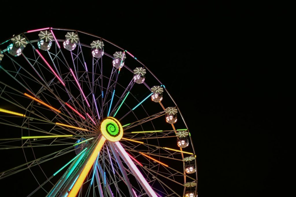 Film photography image of neon lights at night - Nighttime Photography Cheat Sheet by Jen Golay on Shoot It With Film